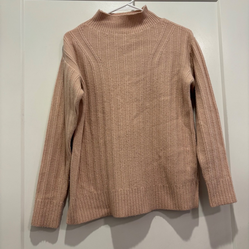 Lululemon Mock Neck Ribbed Wool Blend Sweater Peach Pink LW3EQJS Size 2